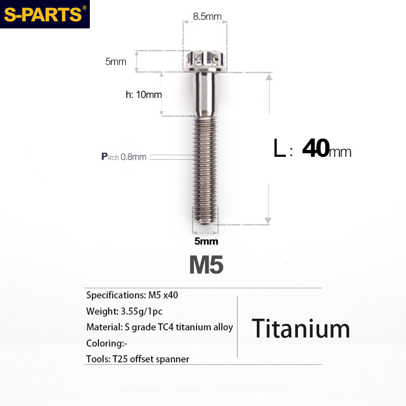 S-PARTS Série A3 Vis et Boulons Standard en Alliage de Titane M5 pour Motos et Voitures