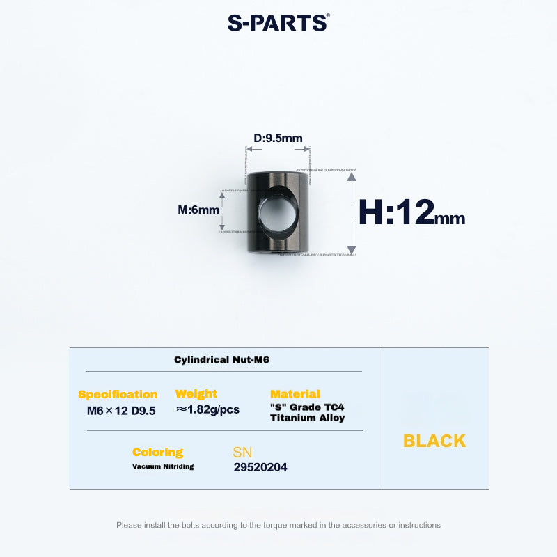 S-PARTS M6 Titanium Seatpost Step-Down Bolt & Nut Kit β Multiple Lengths & Colors