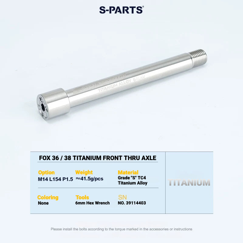 S-PARTS TC4 Titanium Front Thru Axle & Air Spring Top Cap for FOX MTB Fork