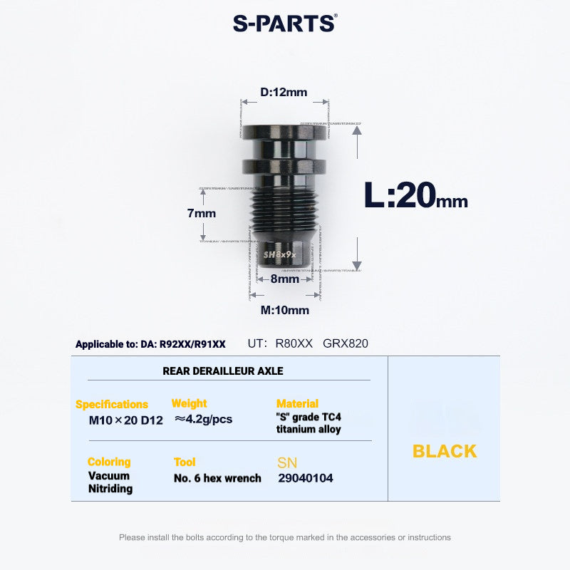 Shimano Road Titanium Bolt Kit – S-PARTS Drivetrain Screws for R8050 / R8150 / R9250