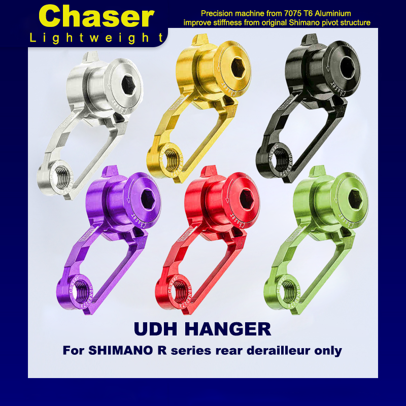 Attacco deragliatore posteriore in alluminio CNC ultraleggero (compatibile solo con deragliatori posteriori Shimano serie R.) | Solo 26,8 g | Compatibile con sistemi UDH (TREK MADONE 8, X-LAB RT, VAN RYSEL RCR e altri) 1 pz.
