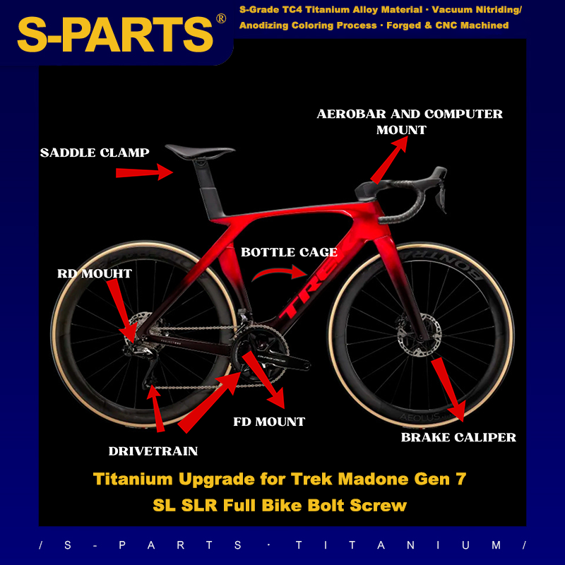 Kit Completo de Atualização de Parafuso de Titânio para Trek Madone Gen7 SLR/SL e Kits de Freio com Troca Shimano/SRAM