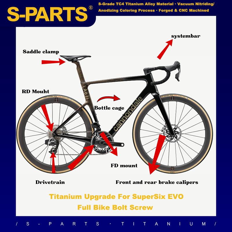 S-PARTS Комплект для модернизации титановыми болтами для Cannondale SuperSix EVO - Максимально легкое и высокопроизводительное решение