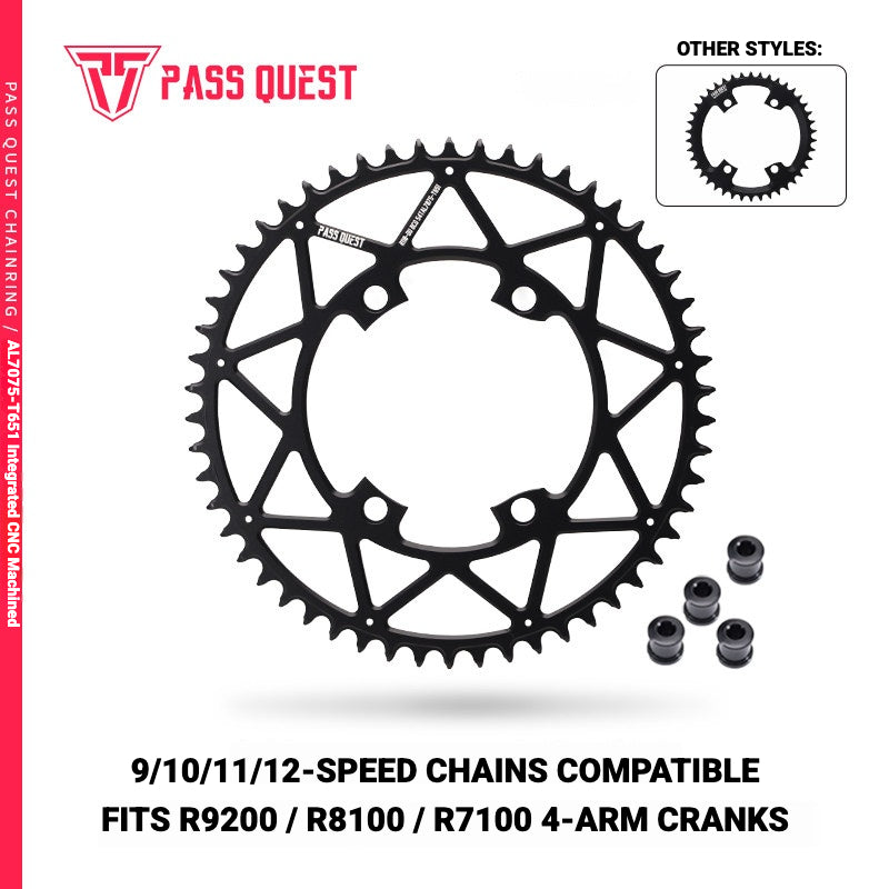 PASS QUEST 110BCD Narrow-Wide Chainring for Shimano R7100 / R8100 / R9200 | 36T–58T