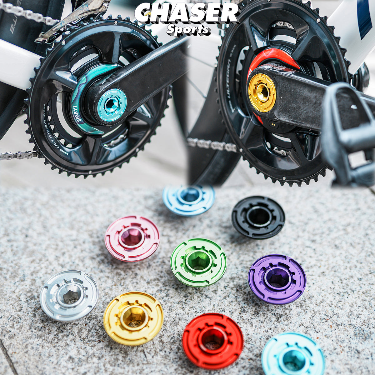Chaser Ultra-Light Aluminum Crank Bolt Kit for Elilee XXE X310｜Chainring Fixing Bolt & Anti-Loosening Cap Set (with Aerodynamic Dust Cap)