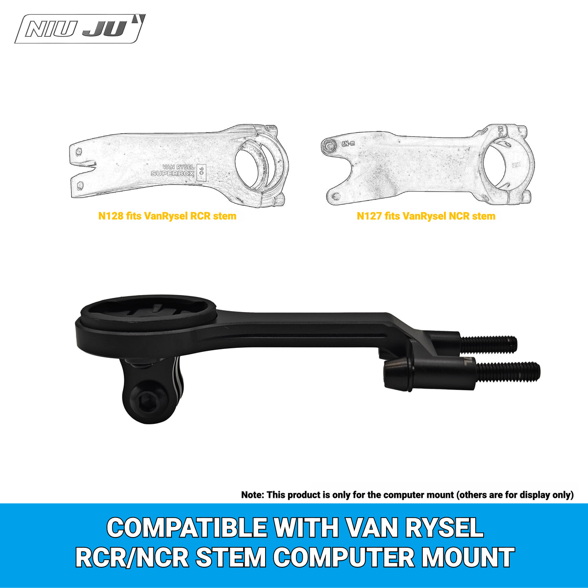 NIUJU Computer Mount for Van Rysel RCR / NCR Stem | Decathlon Garmin Wahoo Mount
