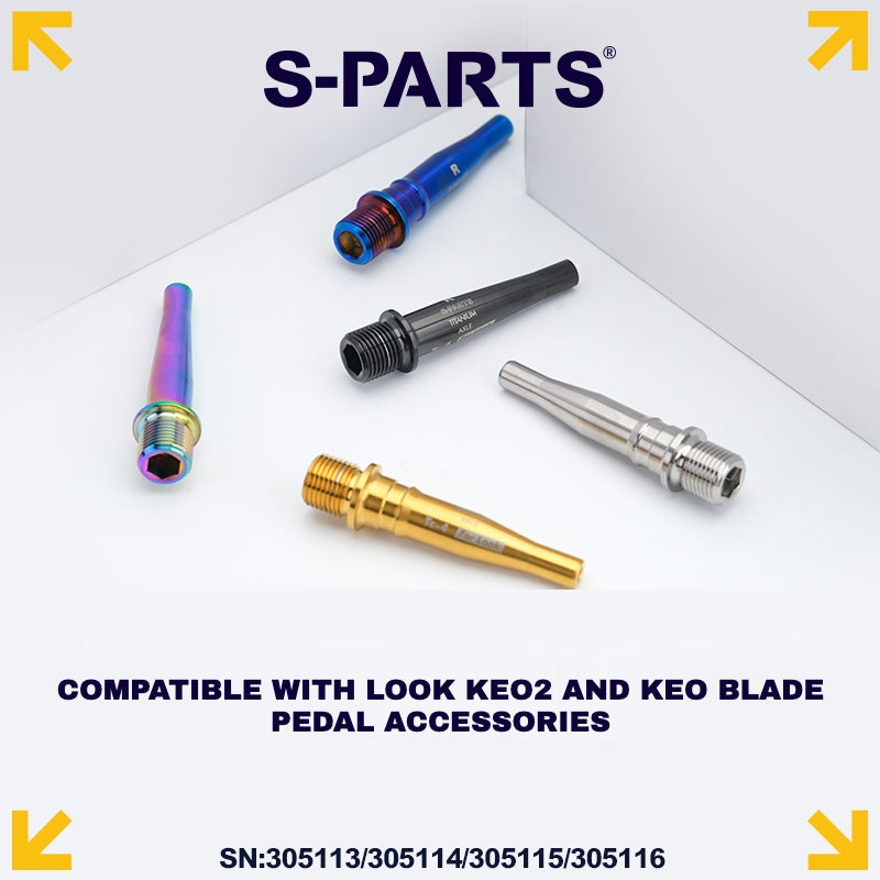Kit de Atualização de Pedal S-PARTS Titanium para LOOK KEO2 MAX (60,5g) e KEO BLADE (52,9g) – Eixos, Parafusos de Tensão e Pinos