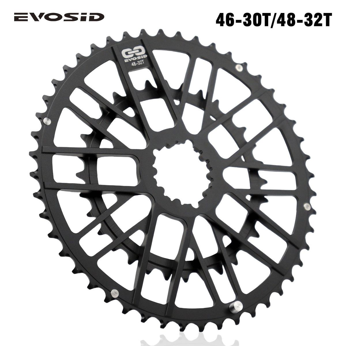 EVOSID CNC Road Bike Chainring Set | 46-30T / 48-32T | 7075-T6 Aluminum | 3-Bolt Direct Mount | Compatible with GXP Cranks