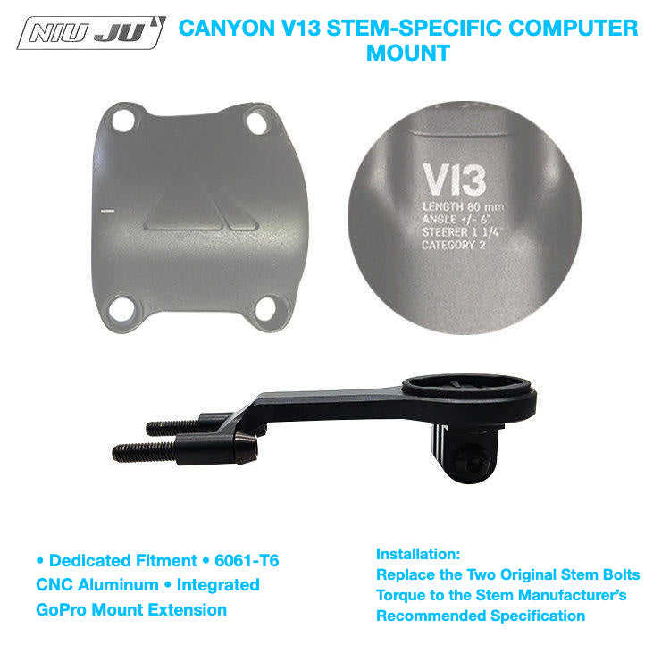 Support de compteur NIUJU Canyon V13 | Support Garmin Wahoo pour cockpit aéro en aluminium CNC