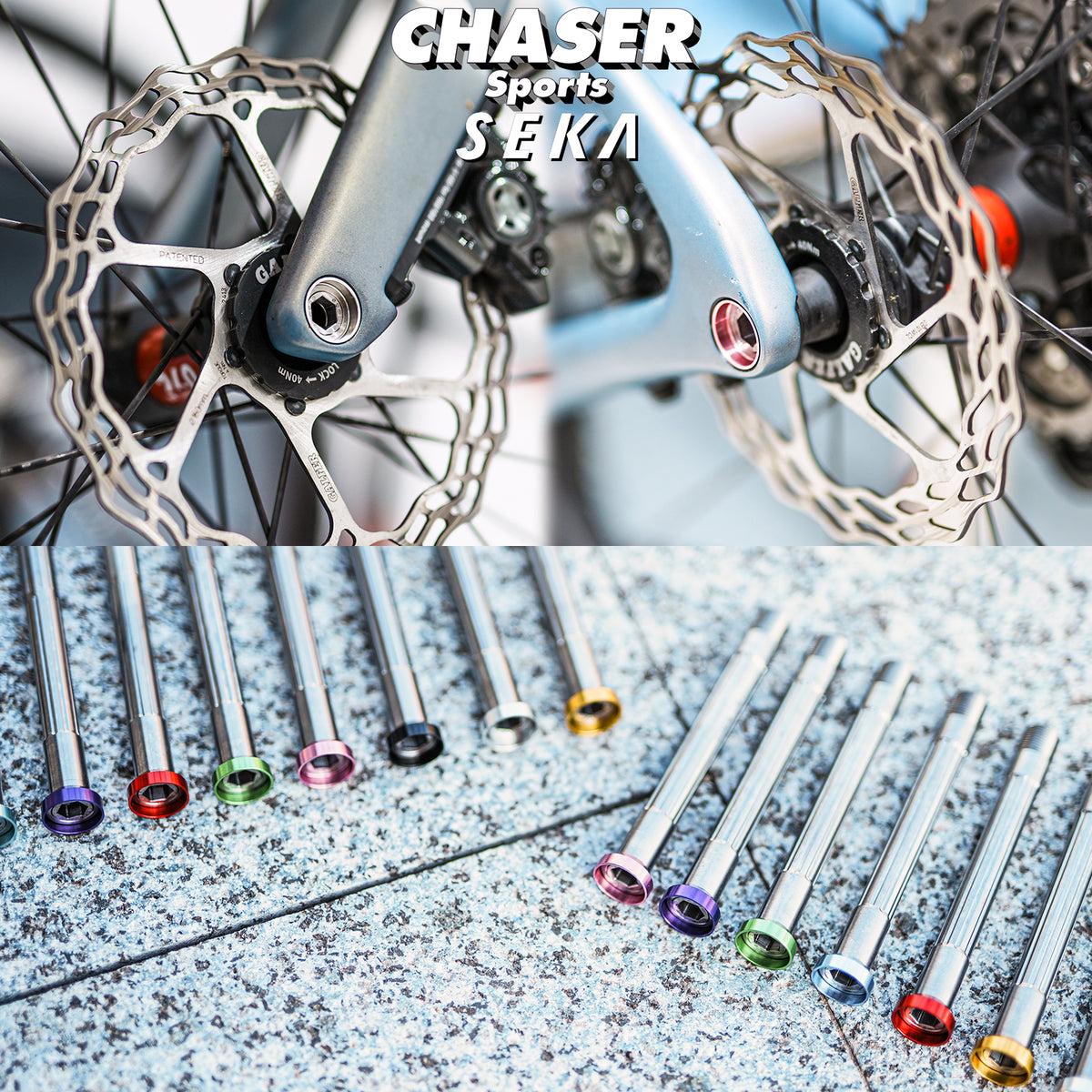 Chaser Conjunto de Eixo Passante Ultralight em Titânio | Para Bicicletas Road SEKA Spear & Exceed (34g)