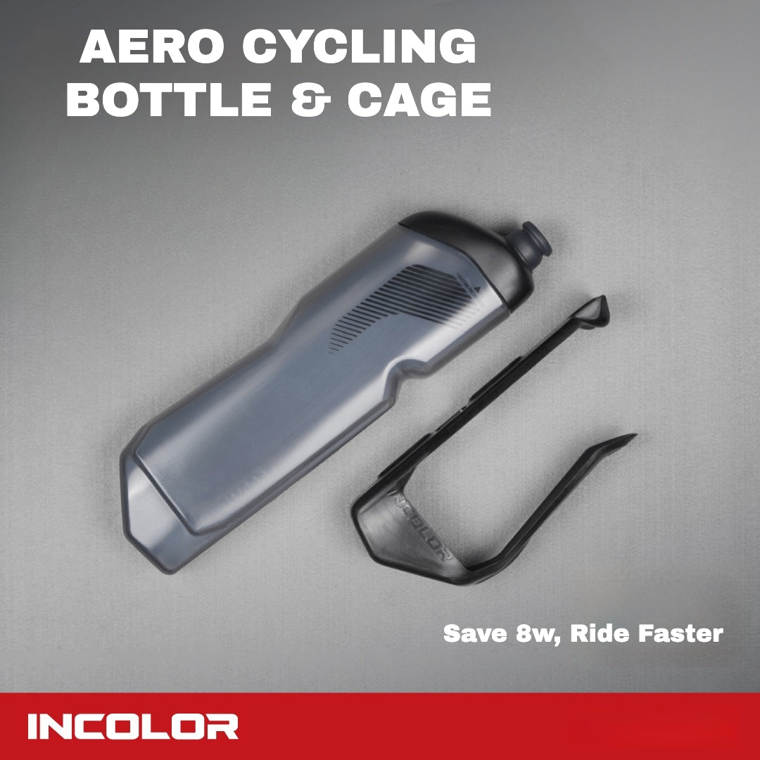 INCOLOR Aero Cycling Bottle & Carbon Cage｜Aero Water Bottle｜Save Up to 8W｜600ml / 620ml｜Bottle + Cage Set Options