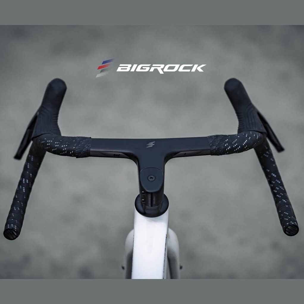 Guidão Integrado de Gravel BIGROCK em Fibra de Carbono com Mesa – Guidão Drop Flared Leve para Bicicletas Gravel