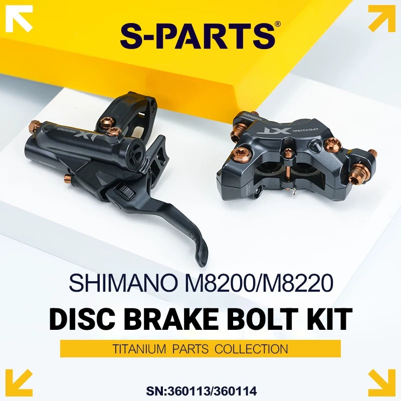 S-PARTS TC4 Titanium Bolt Kit for Shimano Deore XT M8200 / M8220 | MTB Disc Brake & Component Screws
