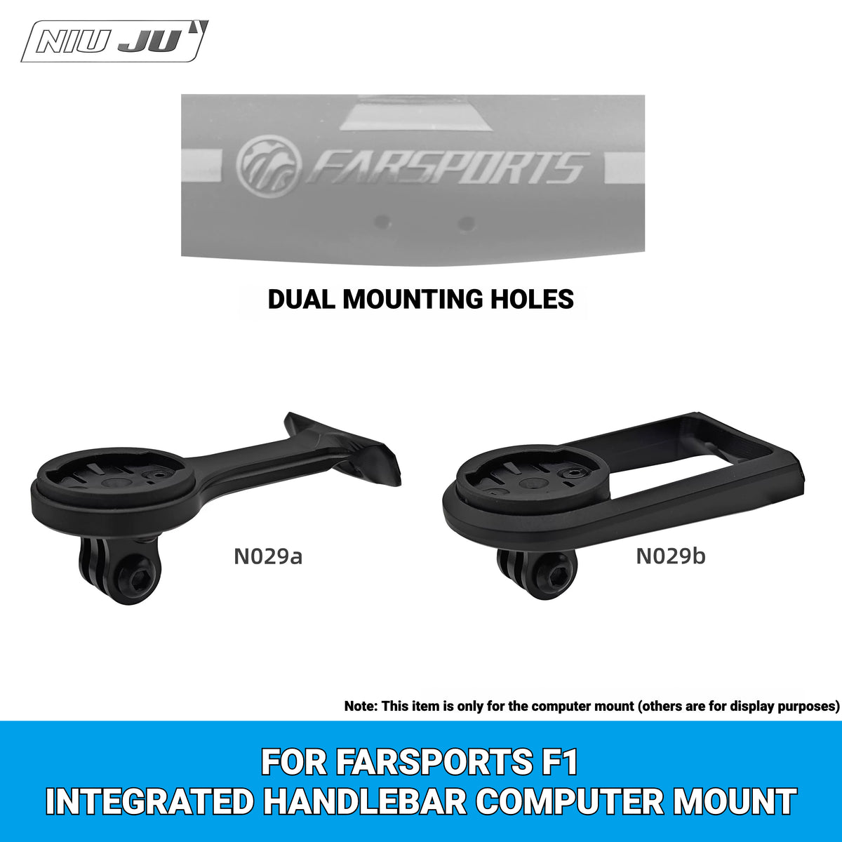 NIUJU Aluminum Computer Mount for FARSPORTS F1 Integrated Handlebar | Garmin Wahoo