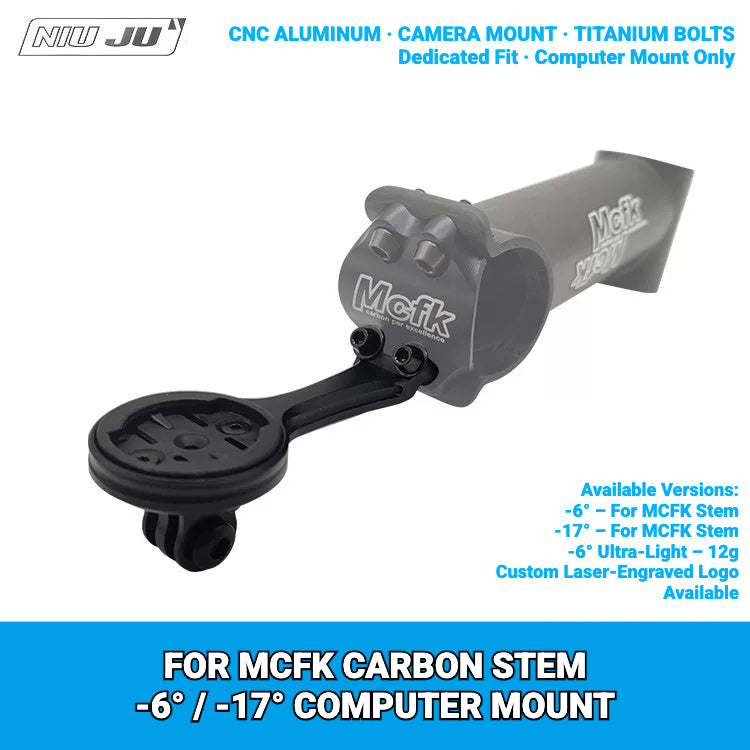 TORQUE Aluminum Computer Mount for MCFK Carbon Stem -6° / -17° | Garmin Wahoo Bryton