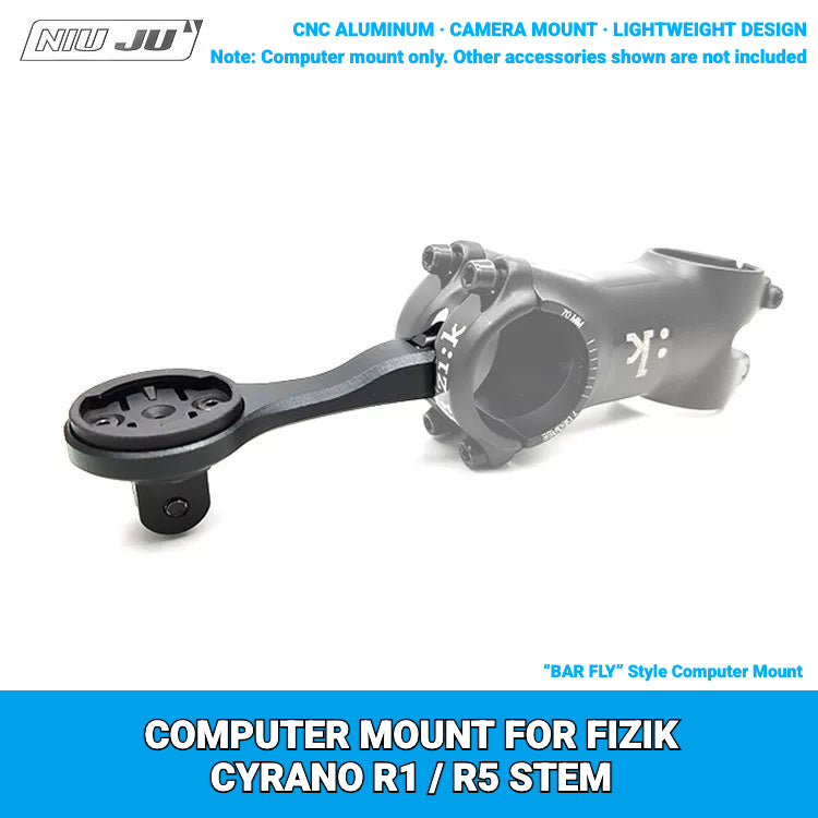 NIUJU Computer Mount for Fizik Cyrano R1 / R5 Stem | Adjustable BAR FLY-Compatible Mount