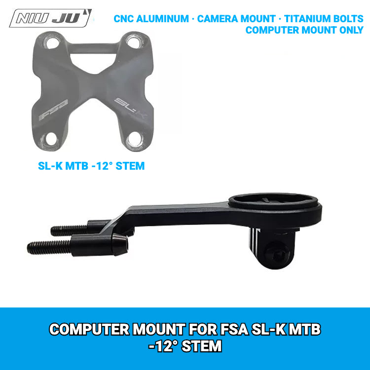 NIUJU CNC Aluminum Computer Mount for FSA SL-K -12° MTB Stem | Garmin Wahoo