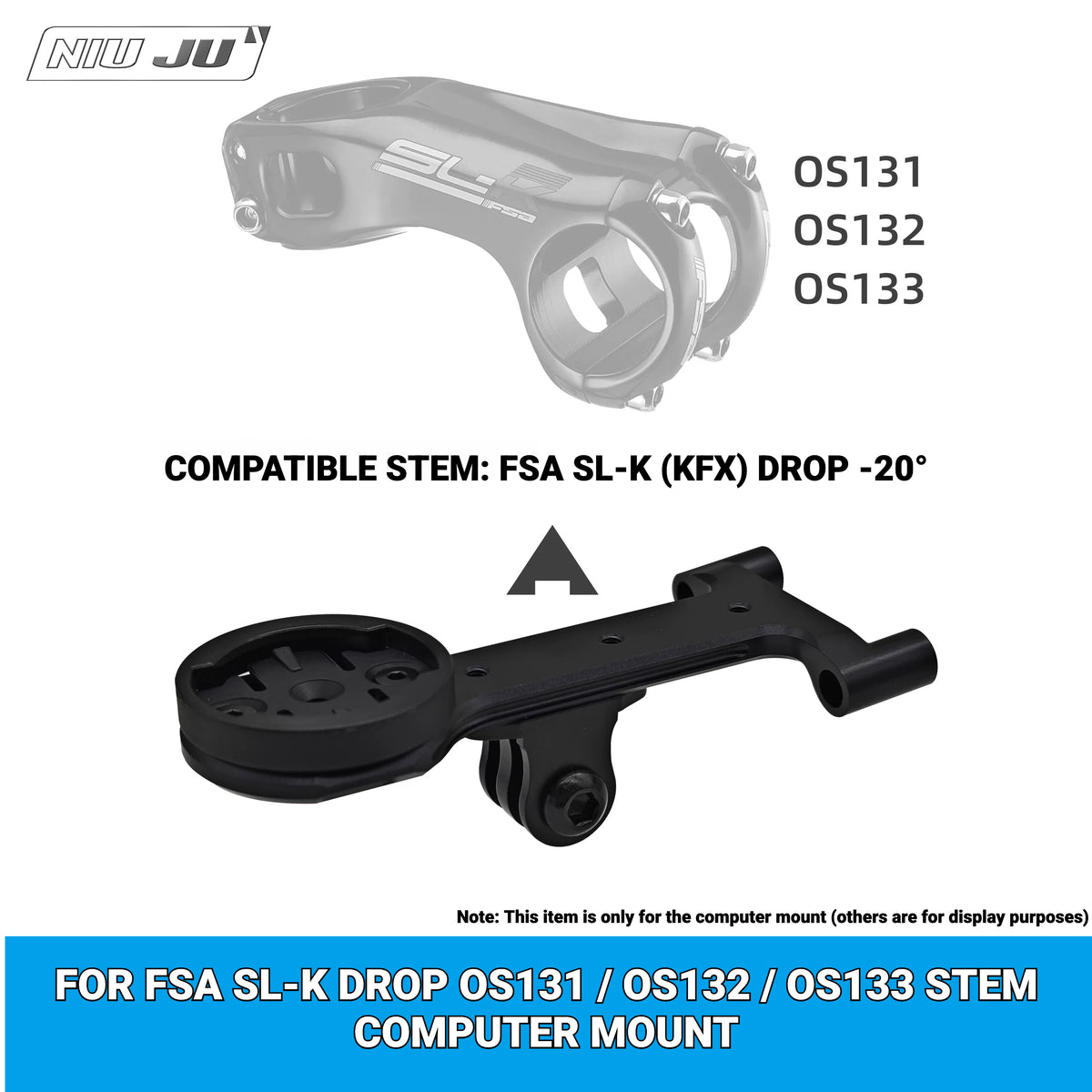 NIUJU Computer Mount for FSA SL-K DROP / KFX DROP -20° Stem | Garmin Wahoo