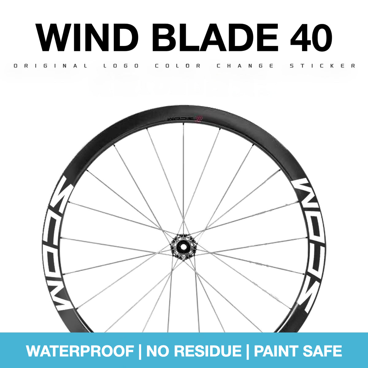 Kit de Adesivos para Rodas SCOM Wind Blade 40 – Cobertura de Logo e Mudança de Cor