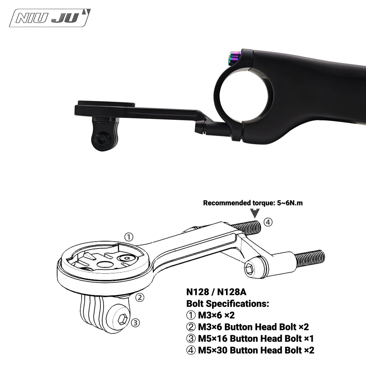 BALUGOE RM ONE Carbon Stem Computer Mount | Garmin Wahoo Aero Bike Mount Extension