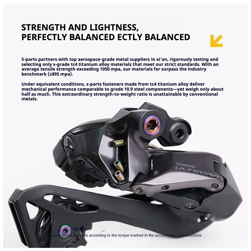 Kit de boulons en titane S-PARTS pour Shimano R7100 / R7120 mécanique – Mise à niveau de transmission 13 pièces