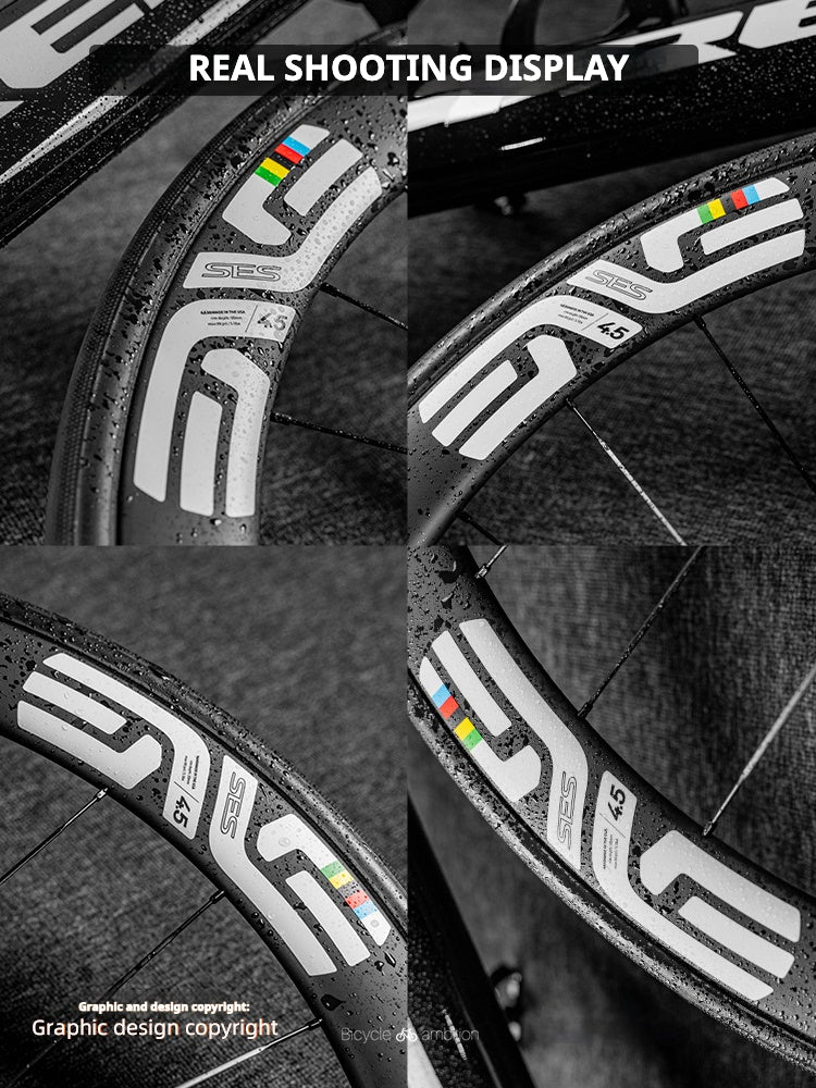 ENVE SES 4.5 Rainbow & World Championship Wheel Decal Set | Front 4.5