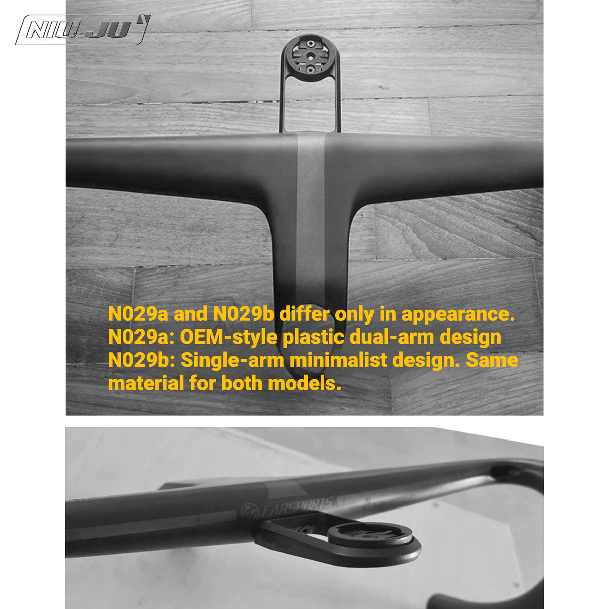 NIUJU Aluminum Computer Mount for FARSPORTS F1 Integrated Handlebar | Garmin Wahoo