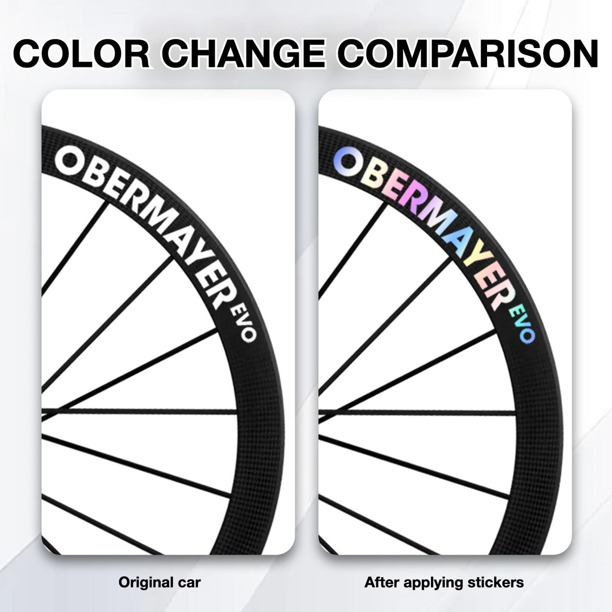 Lightweight Obermayer EVO Wheel Decal Sticker Kit – Logo Cover & Color Change