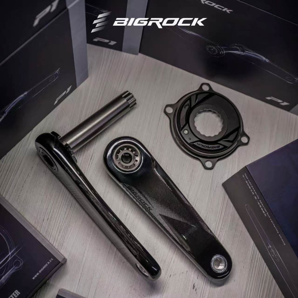 Pedivela BIGROCK Gen 3 Carbon com Eixo de Titânio 24mm | Pedivela Ultra-Leve para Bicicleta de Estrada e Medidor de Potência P1