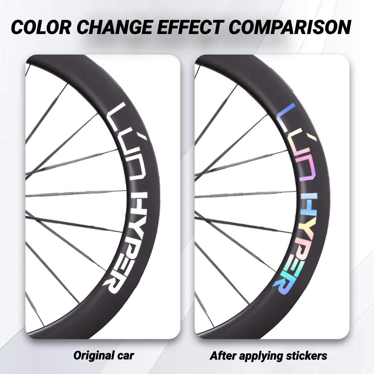 Autocollants Logo Infinity pour Roues Lún HYPER 5 D60 Gen 5 | Autocollants de Jante Imperméables (Jeu Complet pour Deux Roues + Autocollants de Rechange Inclus)