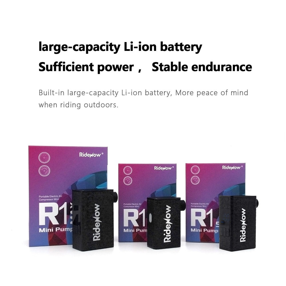 RIDENOW Mini Electric Bike Pump | Portable USB-C Bicycle Inflator | 100 / 120 / 150 PSI