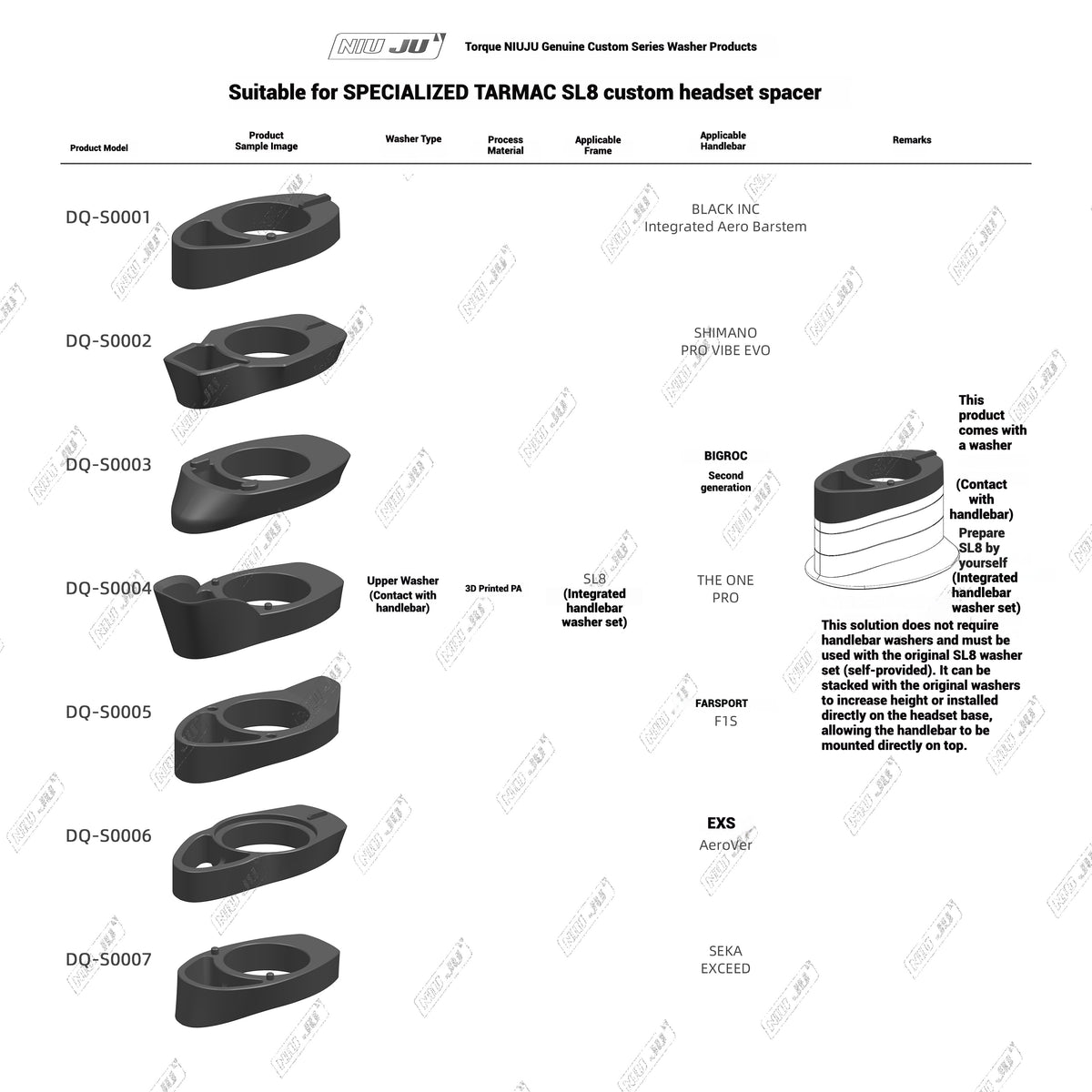 Specialized Tarmac SL8 Entretoise de jeu de direction sur mesure | Adaptateur imprimé en 3D pour Black Inc, Roval Rapide, Shimano Pro Vibe EVO, EXS, SEKA, The One Pro, Farsport, Cadex, ENVE, THM