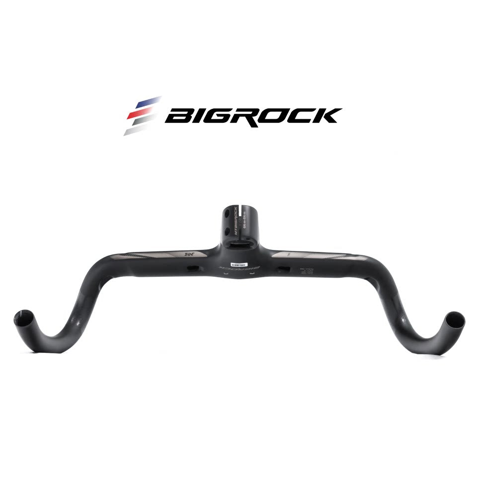 BIGROCK Carbon Fiber Integrated Gravel Handlebar with Stem – Lightweight Flared Drop Bar for Gravel Bikes