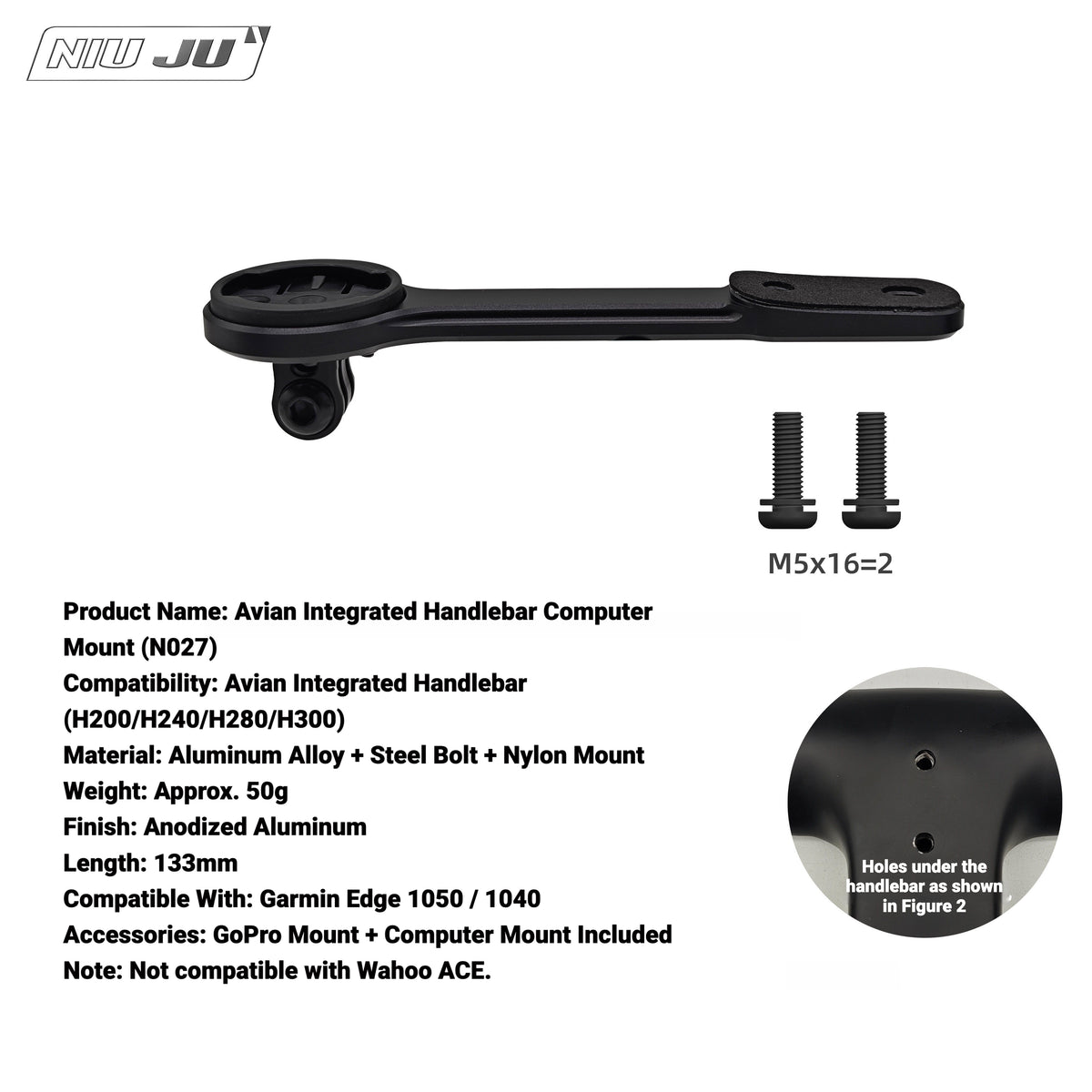 Avian Carbon Integrated Handlebar Computer Mount | Wahoo ELEMNT ACE Compatible Aero Bike Mount