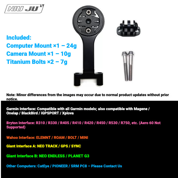NIUJU Computer Mount for FSA KFX -12° MTB Stem | Garmin Bike Mount