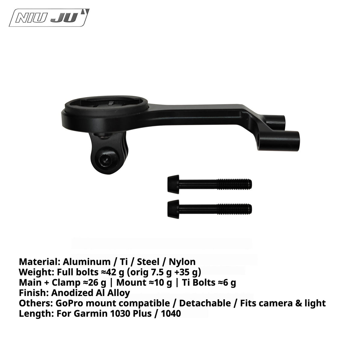 NIUJU 풀 CNC 가공 알루미늄 자전거 컴퓨터 마운트 (Giant Contact SL/SLR/Aero 스템용) — Garmin/Wahoo/Bryton/Giant/Cateye 호환 (42 g)