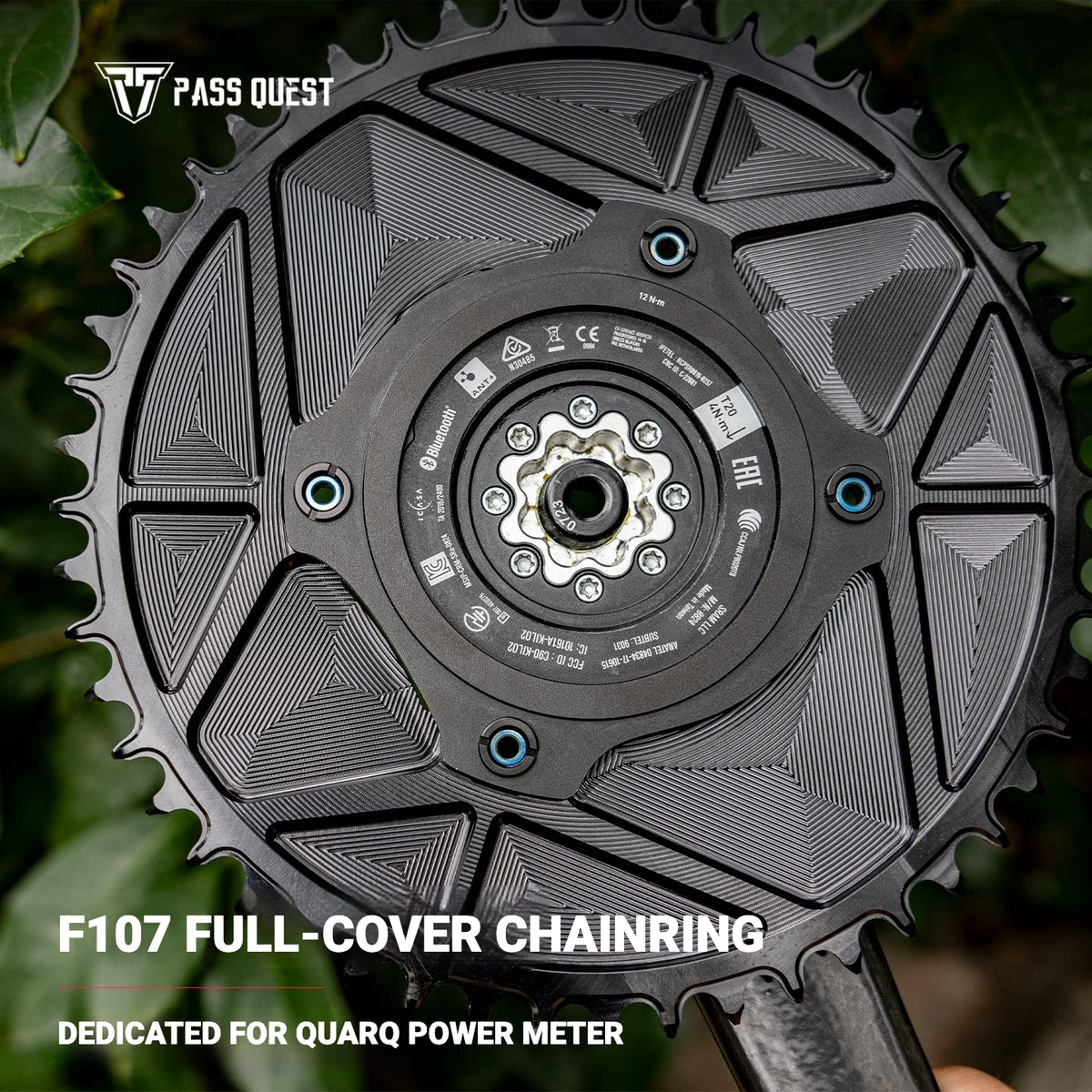 PASS QUEST 107 BCD Narrow-Wide Aero Chainring for Quarq D1 Power Meter | SRAM AXS 12-Speed | 40T–60T