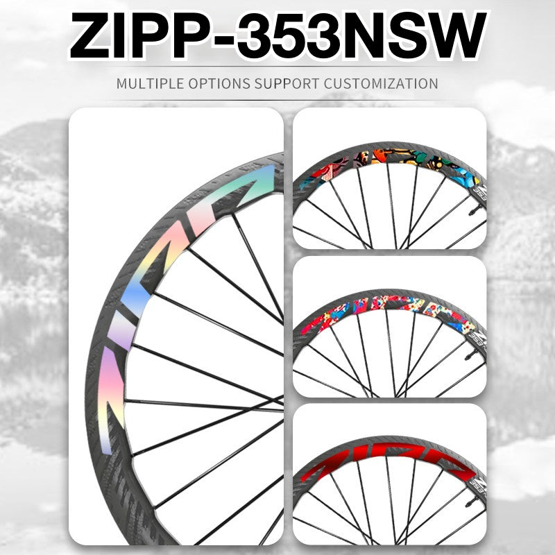 Kit de Adesivos para Rodas ZIPP 353 NSW 2025 – Gráficos Refletivos e Impermeáveis para Aros de Carbono