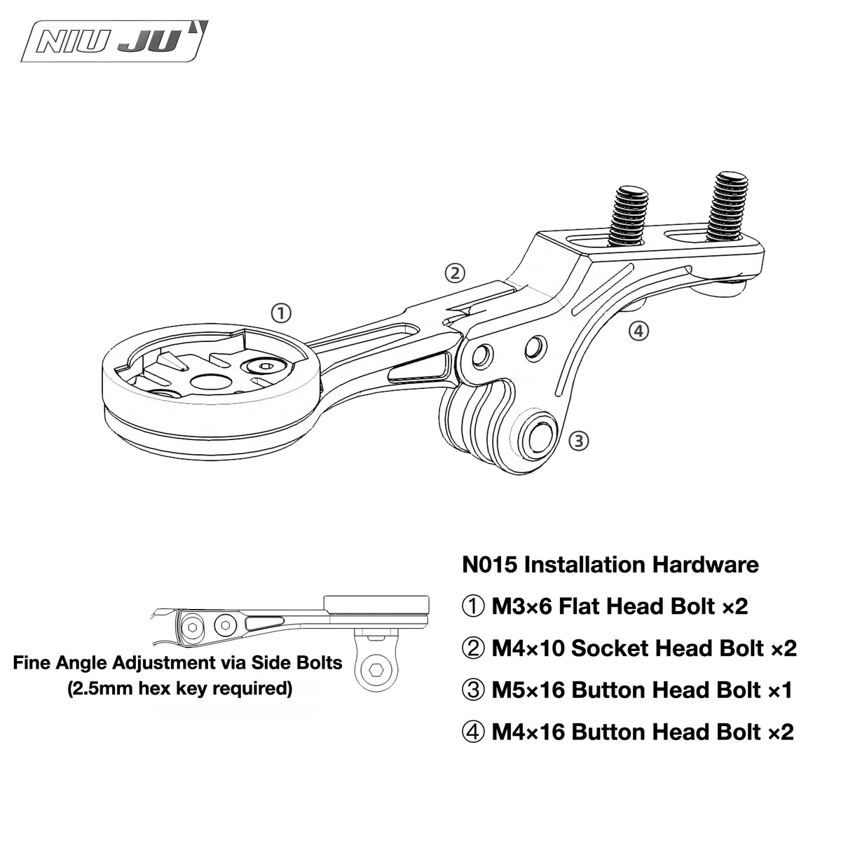 NIUJU Computer Mount for Cannondale MOMO Integrated Handlebar | LAB71 Garmin 1050 Extension Mount