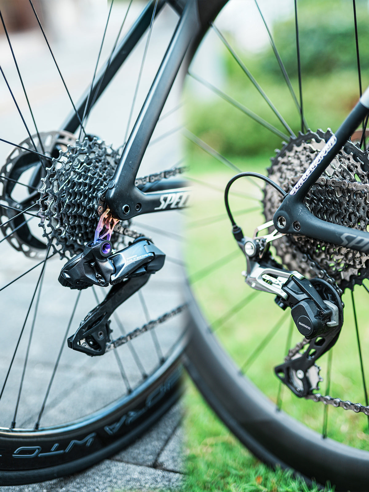 Chaser X Suporte de Câmbio Traseiro Direct-Mount | TC4 Titânio CNC | Compatível com Aethos / Tarmac / CruX / Diverge / Roubaix / Shiv TT Quadros com Freio a Disco (Apenas Shimano, Não Compatível com Allez)