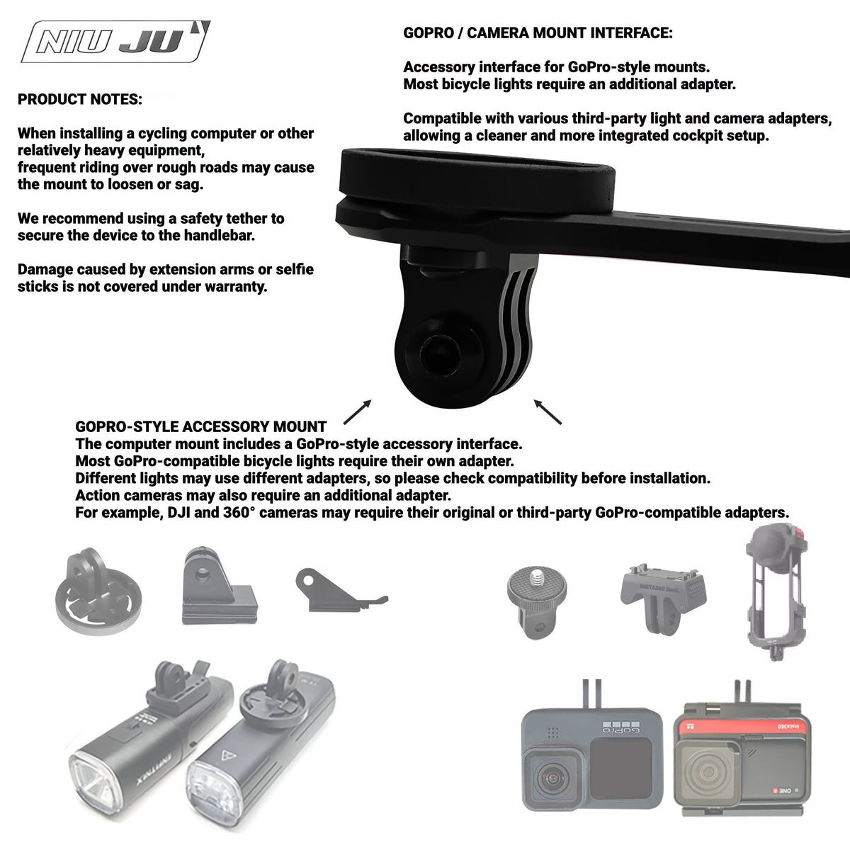 NIUJU Computer Mount for Pinarello MOST Talon Ultra Light / Ultra Fast | Garmin Edge 1050 Extended Mount