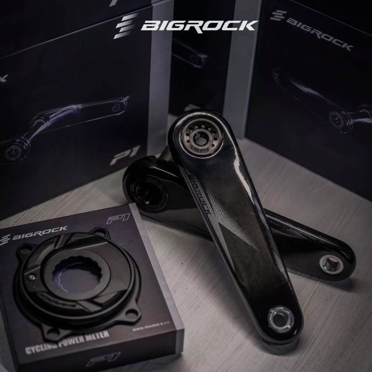 Pedivela BIGROCK Gen 3 Carbon com Eixo de Titânio 24mm | Pedivela Ultra-Leve para Bicicleta de Estrada e Medidor de Potência P1