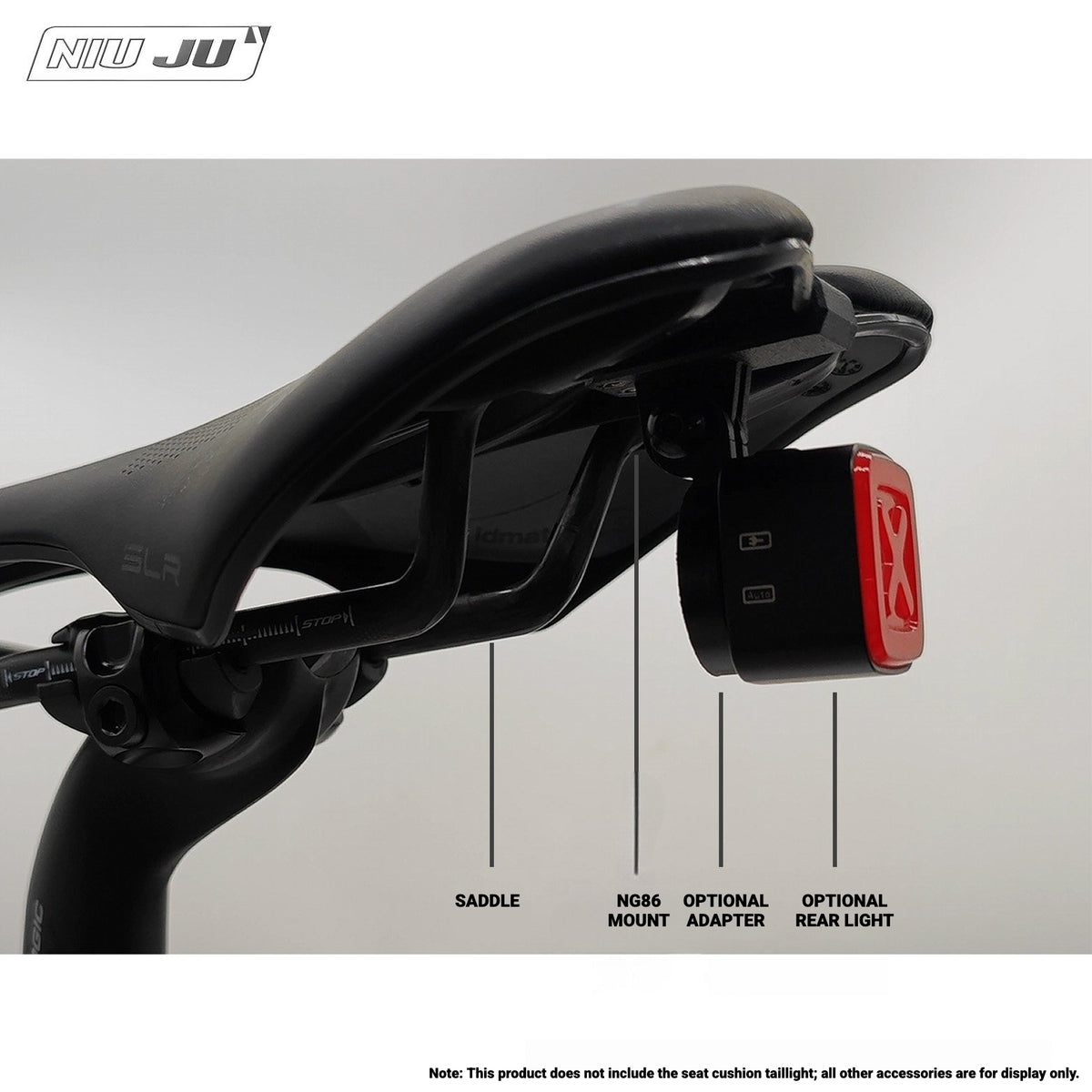 NIUJU Saddle GoPro & Rear Light Mount for Selle Italia SLR Boost Superflow | 3D Printed Nylon