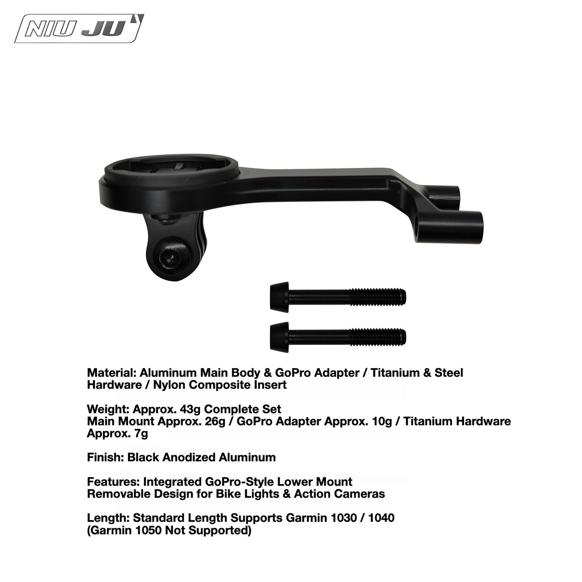 NIUJU DEDA Superleggero RS Computer Mount | Lightweight CNC Garmin Wahoo Mount