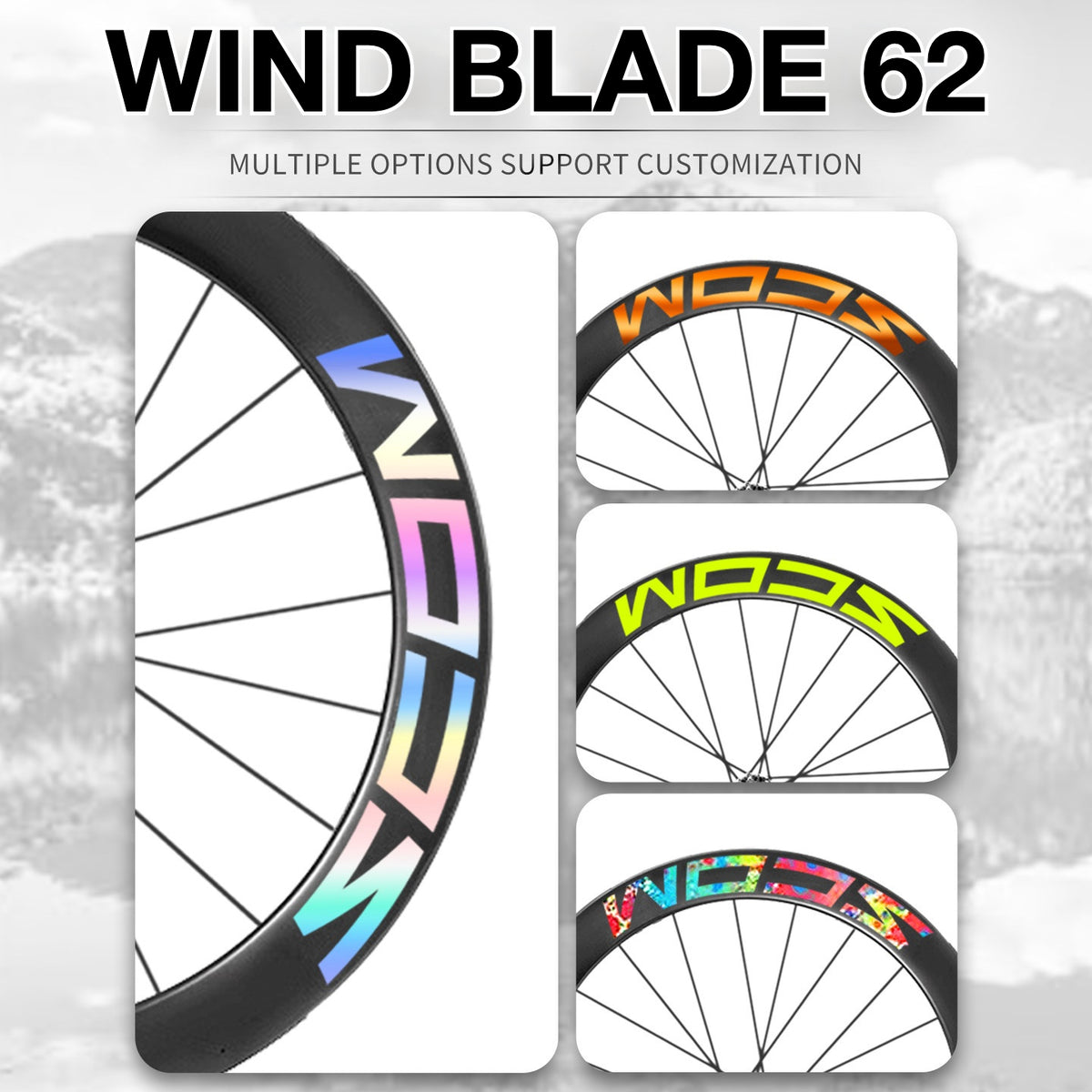 Kit de Adesivos para Rodas SCOM Wind Blade 62 – Cobertura de Logo e Mudança de Cor