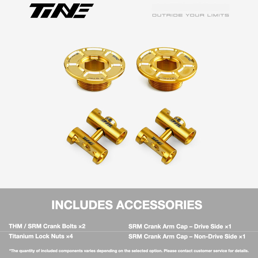 TiNE Ultra-Light Titanium Crank Arm Cap & Locking Bolt Set – THM / SRM Compatible