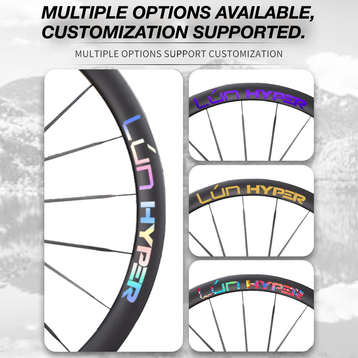 Autocollants Logo Infinity pour Roues Lún HYPER 5 D40 Gen 5 | Autocollants de Jante Imperméables (Jeu Complet pour Deux Roues + Autocollants de Rechange Inclus)