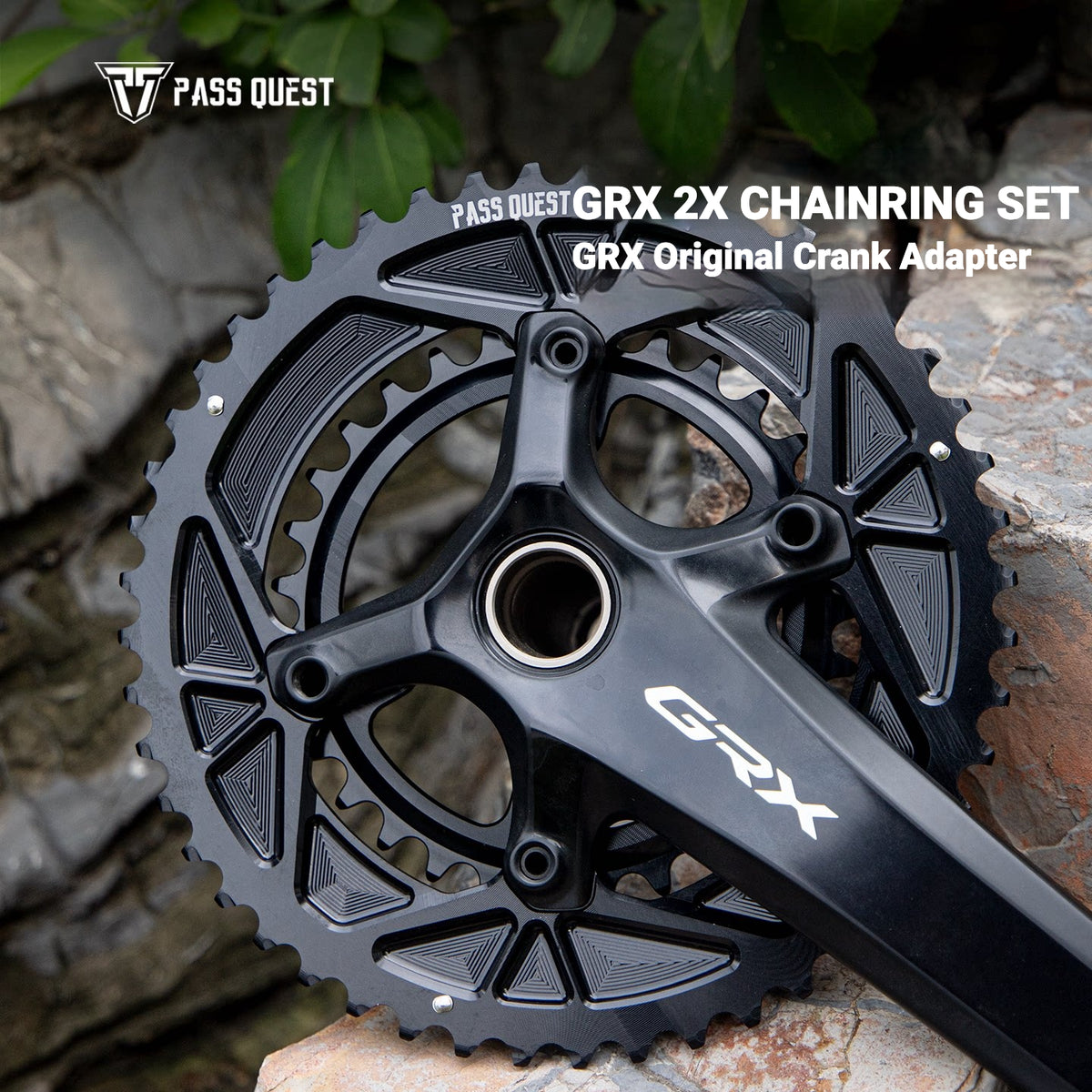 PASS QUEST 110/80BCD Chainring Set for Shimano GRX RX810 / RX820 | 2x 11/12-Speed 44/28T–52/36T