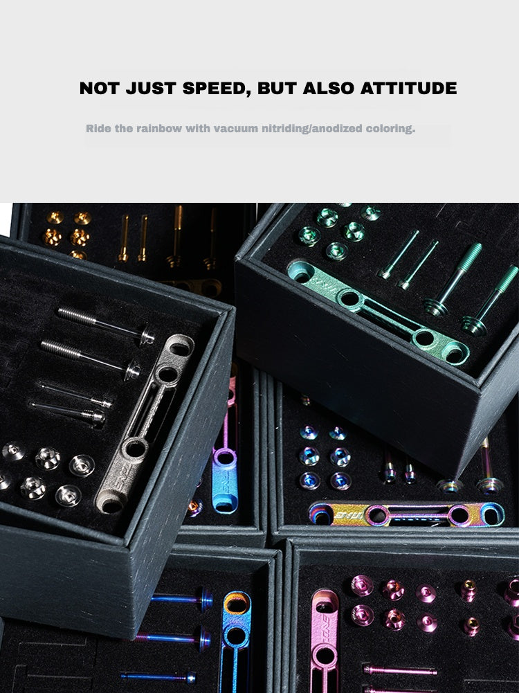 Kit de Parafusos TiNE Ultraleve de Titânio para Shimano Dura-Ace 9270 / Ultegra 8170 / 105 7170 – Cores Múltiplas