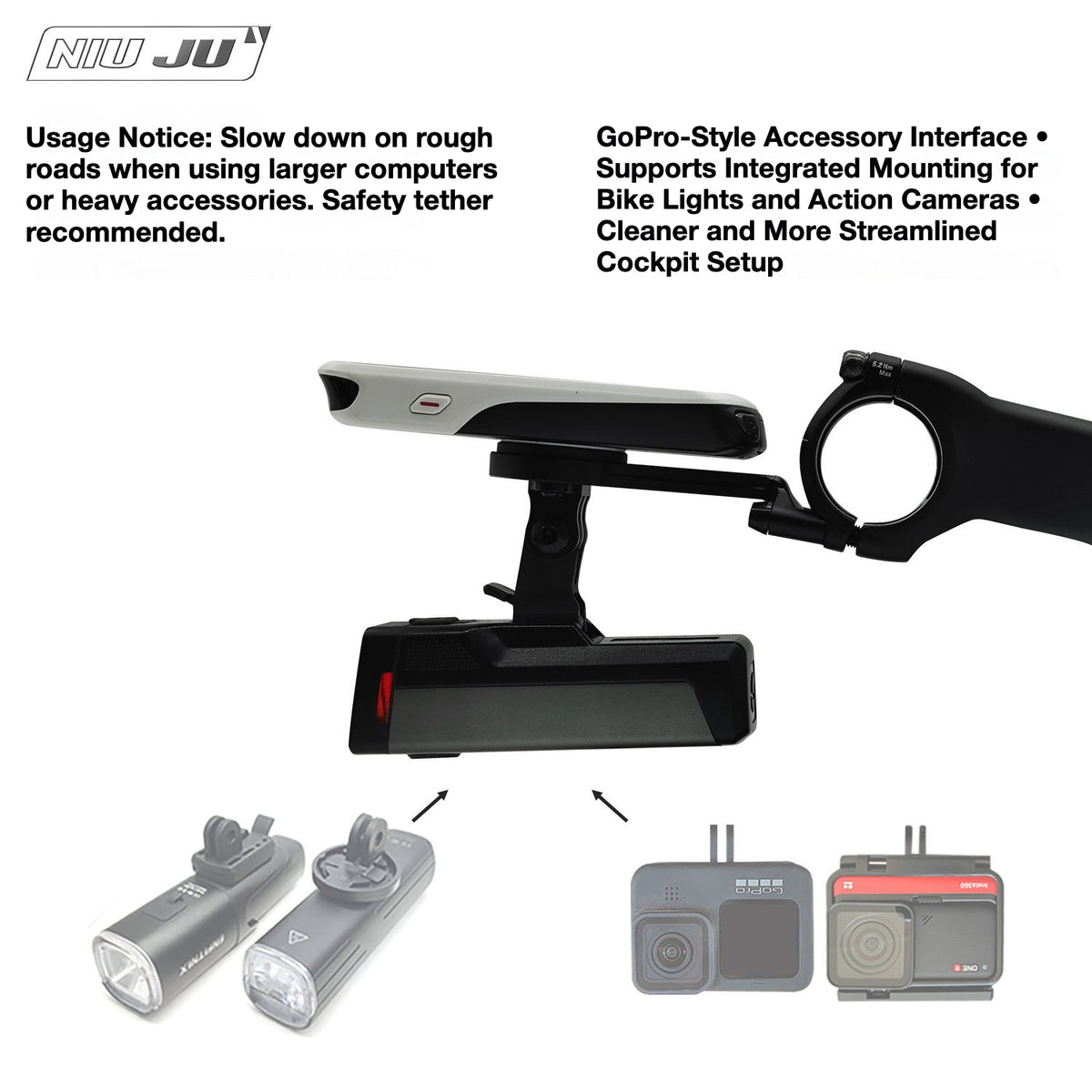 NIUJU Cannondale ONE C1 Stem Computer Mount | LAB71 SuperSix Garmin Wahoo Extension Mount